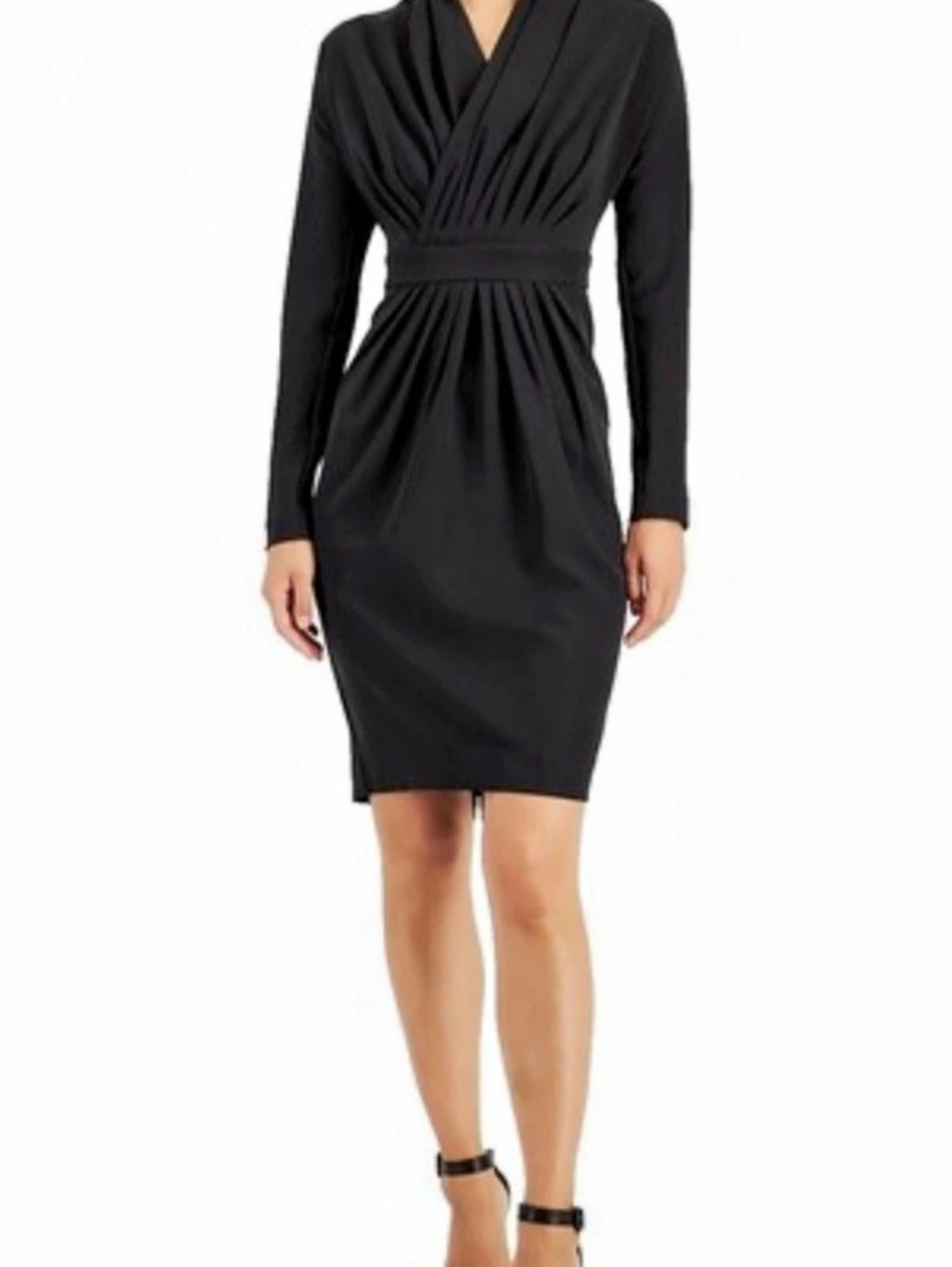 Donna Karan Black Long Sleeve Midi Dress NWT